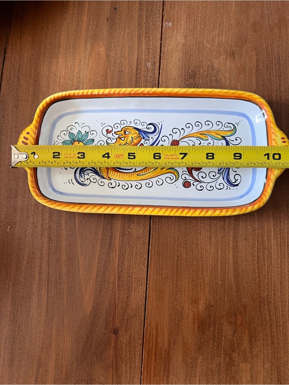 Vietri Italy Ceramic Serving Tray Raffaellesco Dragon @11”x 5” - Picture 5 of 7